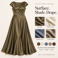 Robe longue en satin à manches courtes pour femme, drapée aux épaules, taille en V, pour demoiselle d'honneur, invitée de mariage, grande taille, marque privée, personnalisable OEM