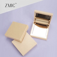 Boîtier compact carré nude avec miroir, vide, doré, pour fard à joues simple, en ABS, magnétique, pour palette de fards à paupières