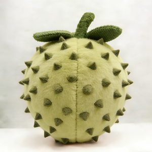 Peluche personalizado en forma de durian, verde claro pálido y puntiagudo, con pequeños espinillos bordados en toda la superficie. - Product Image 3