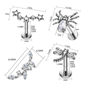 <span class=keywords><strong>Orecchini</strong></span> Labret in Titanio G23 16G con Zirconi, Piercing alla Moda per Naso, Labbra, Trago, Elica, Daith, Lobo, Gioielli per il Corpo - Product Image 2