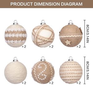 Boules de Noël en coton et lin de 8 cm avec mousse, décorations suspendues pour sapin de Noël, vente en gros - Product Image 2