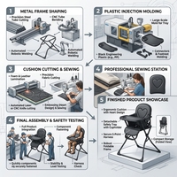 Chaise haute bébé pliable et réglable à un bouton, avec logo personnalisé, service OEM/ODM, prix d'usine, vente en gros, pour repas de nourrissons