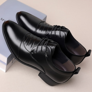 Chaussures habillées en cuir blanc pour hommes, bout pointu, à lacets, chaussures formelles de mariage, semelle souple en cuir de vache, taille adulte 40-46 - Product Image 2