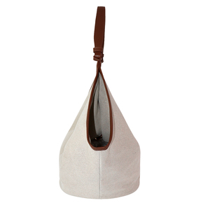 Custom Canvas Shoulder <b>Bag</b>, Ladies <b>Slouchy</b> Tote with Leather Trim, Promotional <b>Bag</b> Wholesale - Product Image 3