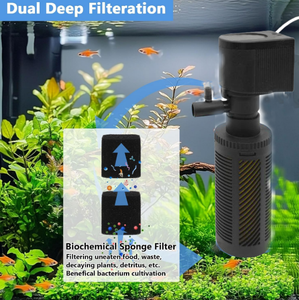 Bomba de Filtro de <span class=keywords><strong>Agua</strong></span> 3 en 1 para Acuario, Circulador de <span class=keywords><strong>Agua</strong></span> Sumergible Ultra Silencioso para Peceras de 5 a 60 Galones - Product Image 2