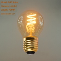 Nouvelle ampoule LED en verre à filament de tungstène flexible, design artistique unique, vintage, jaune chaud, usage résidentiel, culot E27, commande vocale