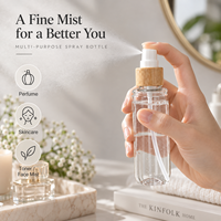 Flacon pulvérisateur PET 90 ml à brume fine avec anneau en bambou pour cosmétiques, soins de la peau, parfums – Rechargeable et portable pour le voyage