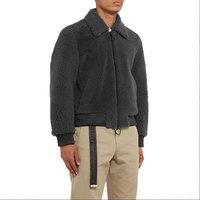 Veste bomber en sherpa en peau de mouton brodée avec le logo YIMAI, veste bomber en polaire, veste à lettres pour hommes
