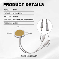 SHINECHIP STD01 DC12V/24V 5A 60W IP20 CCT Dimbare Smart Touch Sensor Schakelaar 5cm Detectiebereik ABS Materiaal voor Hotelkast