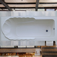 Baignoire à poser rectangulaire en acrylique de style moderne, luxueuse et écologique, avec drain intégré, garantie de 2 ans, pour intérieur