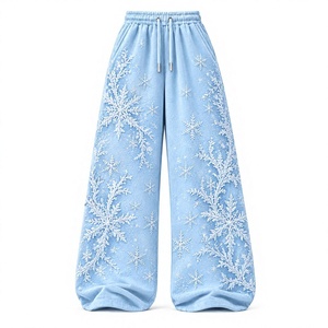 Custom Loose Wide Leg Essential <b>Pants</b> <b>Women</b> French Terry Cotton Stacked <b>Sweat</b> <b>Pants</b> <b>Women</b> Flares Baggy Double Waisted Sweatpants - Product Image 1