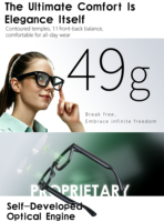 Dispositif de traduction IA 49g, Lunettes de traduction intelligentes IA avec écran, Traduction en temps réel, Caméra téléprompteur 20MP
