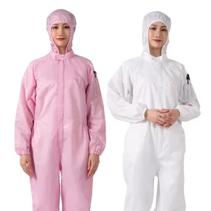 Pabrik Menjual Harga Rendah Pink Esd Baju/100% Poliester Jumpsuit/Antistatik Jumpsuit dengan Hood