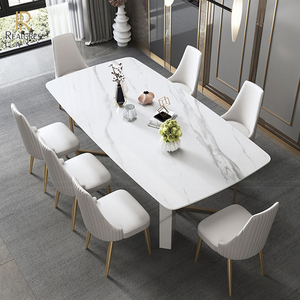 Bộ Bàn Ăn Chiều Cao Đương Đại Bộ Bàn Ăn Bằng Đá Cẩm Thạch Trắng Cao Bóng Bàn Ăn Và Ghế Đặt Trang Chủ - Product Image 3
