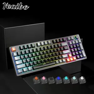 Yeaibo keyboard mekanis pelat coklat, taclados xpg msi tab kronos lampu latar permukaan keyboard dapat ditukar angka