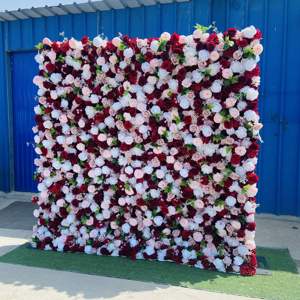 لوحة زهور اصطناعية بالجملة L-FW059، خلفية جدار الزهور 8 × 8 أقدام، ألواح جدار الزهور ثلاثية الأبعاد قابلة للطي لتزيين حفلات الزفاف - Product Image 2