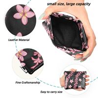 Petits porte-monnaie et pochettes à motif de fleurs roses d'Hawaï, mini porte-monnaie en cuir pour femmes avec fermeture magnétique