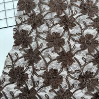 Tela de encaje floral doble con contorno, malla de fondo con patrón floral 3D Sheneyron para vestido de noche, fiesta o novia