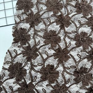 Tela de encaje floral doble con contorno, malla de fondo con patrón floral 3D Sheneyron <span class=keywords><strong>para</strong></span> vestido de noche, fiesta o novia - Product Image 5