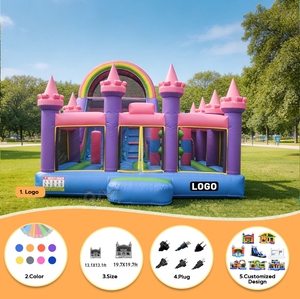 Château gonflable commercial grand format, combo humide/sec, pour fêtes, avec système de souffleur d'eau double, grand château gonflable - Product Image 2