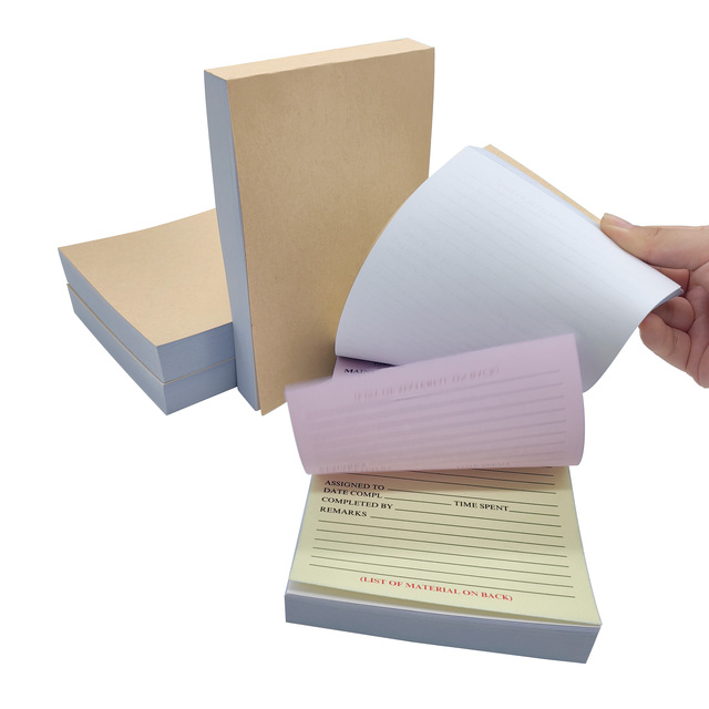 Eco-friendly Custom Sales Order Book Receipt Invoice Duplicate Carbonless Copy Paper 50 Sets White Yellow Delivery Note Book
