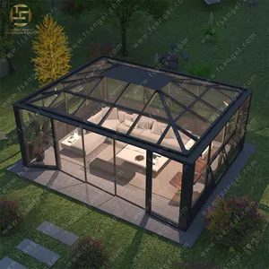 Harga grosir rangka alumunium terisolasi Modern Sunroom kaca Prefab untuk 4 musim