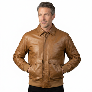 Chaqueta Bomber Vintage de Cuero Genuino SAAR INDUSTRIES Unisex |   Clásico de Invierno, Casual, Impermeable, Transpirable y Cortavientos - Product Image 1