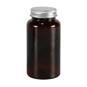 PET 100ml 120ml 150ml 250ml Thin Bottle with Aluminum Curve Cap Plastic Amber <b>Capsule</b> Health Nutrition Supplement Bottles - Product Image 2