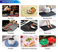 Tapis de cuisine en silicone antidérapant, résistant à la chaleur, facile à nettoyer, taille/couleur personnalisables pour restaurant et cuisine, en stock