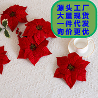 Fleurs artificielles de poinsettia rouge en soie faites à la main sur mesure en gros pour la décoration de couronnes, guirlandes et arbres de Noël