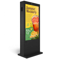 Affichage numérique extérieur sur pied de 43 pouces - Moniteur LCD simple face étanche pour agences commerciales en libre-service