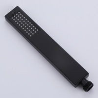 Système de douche 2-en-1 noir mat à fixation murale, avec pommeau de pluie rectangulaire large, mitigeur encastré et douchette à main fine