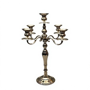 Candelabro Plateado de 5 Brazos, Portavelas Decorativo para el Hogar, Diseños Duraderos y Personalizables, Soporte de Velas de Alta Calidad para Mesa - Product Image 1