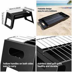 Parrilla de Carbón Portátil Delgada de 34 cm, de Acero al Carbono, Envío Rápido desde China, Plegable, Lista para Usar en la Playa, Envío Directo desde la UE - Product Image 5