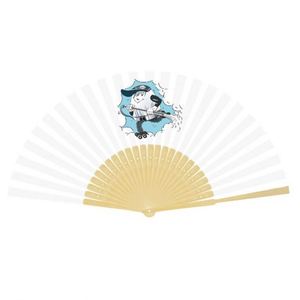 Éventail en bambou écologique de 21 cm, imprimé sur mesure, peint à la main, avec pompon, idéal pour les mariages et les promotions - Product Image 3