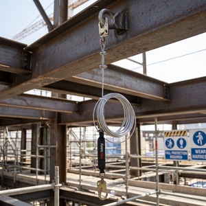 Cordon de sécurité en câble métallique, réglable, pour positionnement au travail, protection individuelle contre les chutes en travaux électriques et de construction - Product Image 3