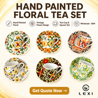 Mug à café en céramique vintage peint à la main avec motifs floraux colorés, 200 ml, passe au lave-vaisselle, logo personnalisé, cadeau pour la maison, vente en gros