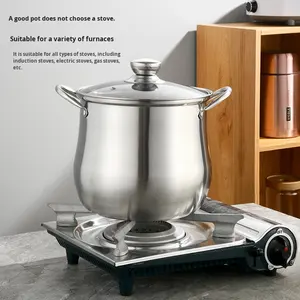 หม้อสต็อกสแตนเลสทรงสูง ฝาแก้วหนา ลึก แบบจีน ความจุขนาดใหญ่ สำหรับ<span class=keywords><strong>ตุ๋น</strong></span> - Product Image 1