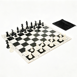 Juego de Ajedrez y Damas 2 en 1 Plegable de Plástico para Interiores con Tablero Enrollable y Piezas de Ajedrez de 95 mm de Altura, Venta al por Mayor - Product Image 2