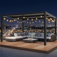 Pergola en aluminium anti-corrosion pour extérieur, toit à lamelles motorisées, imperméable, gazebo de jardin avec écran latéral, éclairage LED, personnalisable