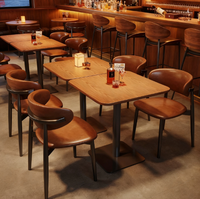 Tables et chaises carrées/rondes en bois massif vintage pour café, salon, pub, restaurant occidental et boulangerie ou bar