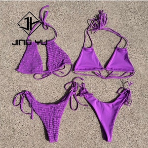 ชุดว่ายน้ำผู้หญิงลายฮาวายแบบผูกด้วยมือ ผลิตจากโรงงาน ออกแบบเองได้ ผลิตจากไนลอนรีไซเคิล - Product Image 3