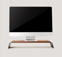 Organisateur de bureau universel en aluminium et bois de chêne, large, monobloc, avec rangement pour clavier, support de moniteur, rehausseur