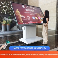 JGST Nuevo Soporte de TV Motorizado Eléctrico de Alta Gama, Moderno, Blanco y Negro, de 55-98 Pulgadas, con Base Móvil Abatible y Control Remoto