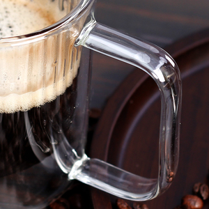 Vendita calda trasparente a doppia parete vetro borosilicato <span class=keywords><strong>Cappuccina</strong></span> tazza di vetro caffè tazza trasparente con manici - Product Image 3