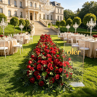 Décoration florale de luxe personnalisée en soie pour arche de mariage et allée, avec rangée de fleurs au sol et boule de fleurs pour table