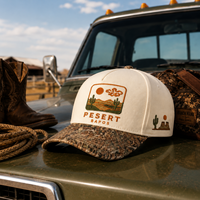 Casquette de baseball personnalisée en usine avec broderie 3D Cactus du Désert, motif camouflage blanc sur le devant, visière incurvée, réglable, pour sports de plein air, OEM ODM
