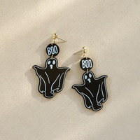 Halloween-Ohrringe aus bemaltem Acryl mit Fledermaus-, Geister- und Kürbis-Designs