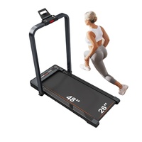 Tapis de marche portable avec accoudoirs et télécommande, corps ultra-plat de 3,9 pouces, machine de course compacte pour appartement