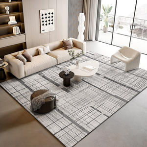 Tapis de salon rectangulaire à motif géométrique, en matériaux mélangés, résistant aux taches, facile à nettoyer, pour usage domestique, tapis de chambre à coucher - Product Image 1